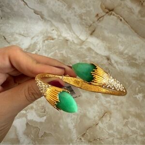 Alexis Bittar Gold Bracelet with Green and Crystal Accents